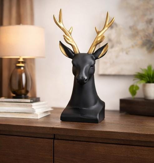 black gold deer head showpiece luxury stag figurine home decor living room office India black gold deer head showpiece for home decor India