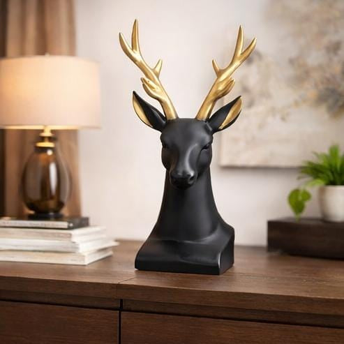 black gold deer head showpiece luxury stag figurine home decor living room office India black gold deer head showpiece for home decor India