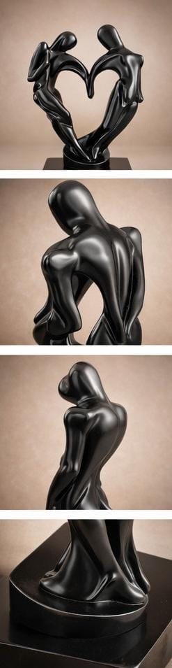 Abstract Couple Heart Sculpture – Modern Romantic Home Decor Showpiece