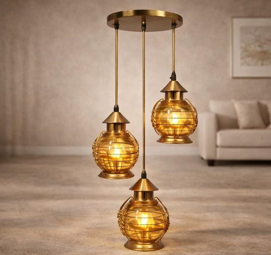 Antique 3-Light Hanging Lantern Pendant – Decorative Ceiling Chandelier for Living Room & Dining Area