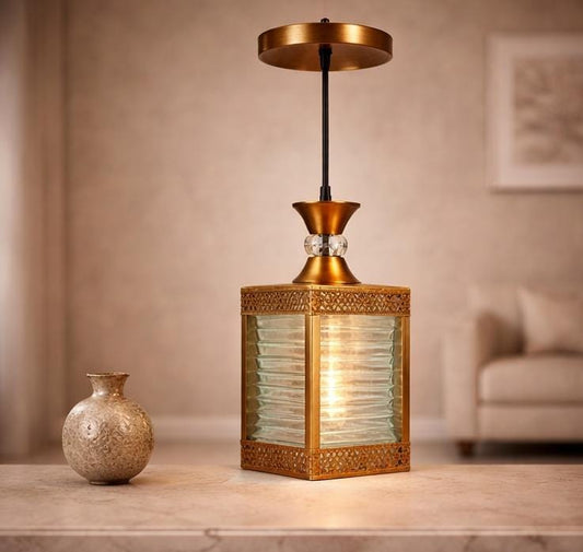Antique Square Lantern Pendant Light with Textured Glass – Vintage Hanging Ceiling Lamp for Living Room & Dining Area