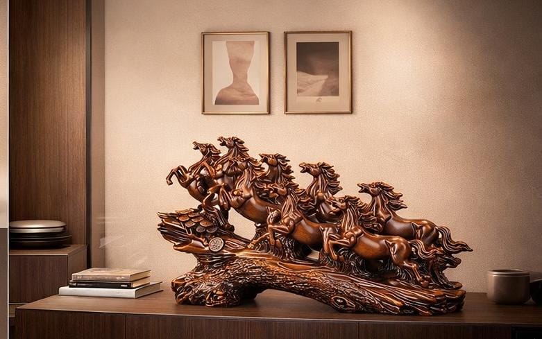 Eight Running Horses Showpiece – Feng Shui Prosperity & Growth Symbol for Home