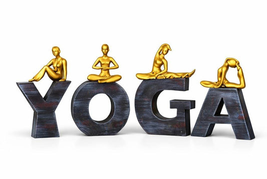 Yoga Pose Letter Sculpture – Gold Meditation Figurines “YOGA” Home Decor Showpiece