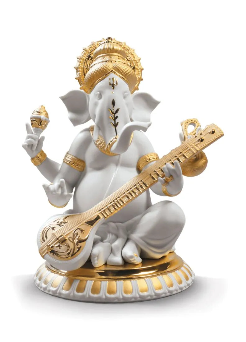 White & Gold Ganesha Statue – Premium Ganpati Idol for Home Decor & Mandir