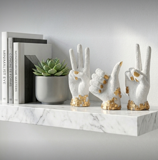 Handcrafted Abstract Hand Gesture Showpiece Set – Premium Modern Resin Sculpture for Home Decor