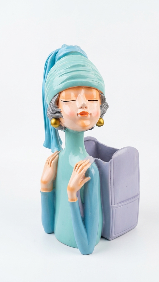 Elegant Lady Book Holder Showpiece for Living Room | Modern Decorative Planter & Organizer