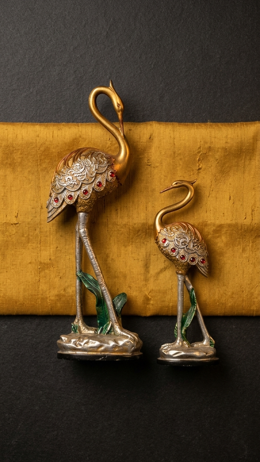 Handcrafted Crane Couple Showpiece