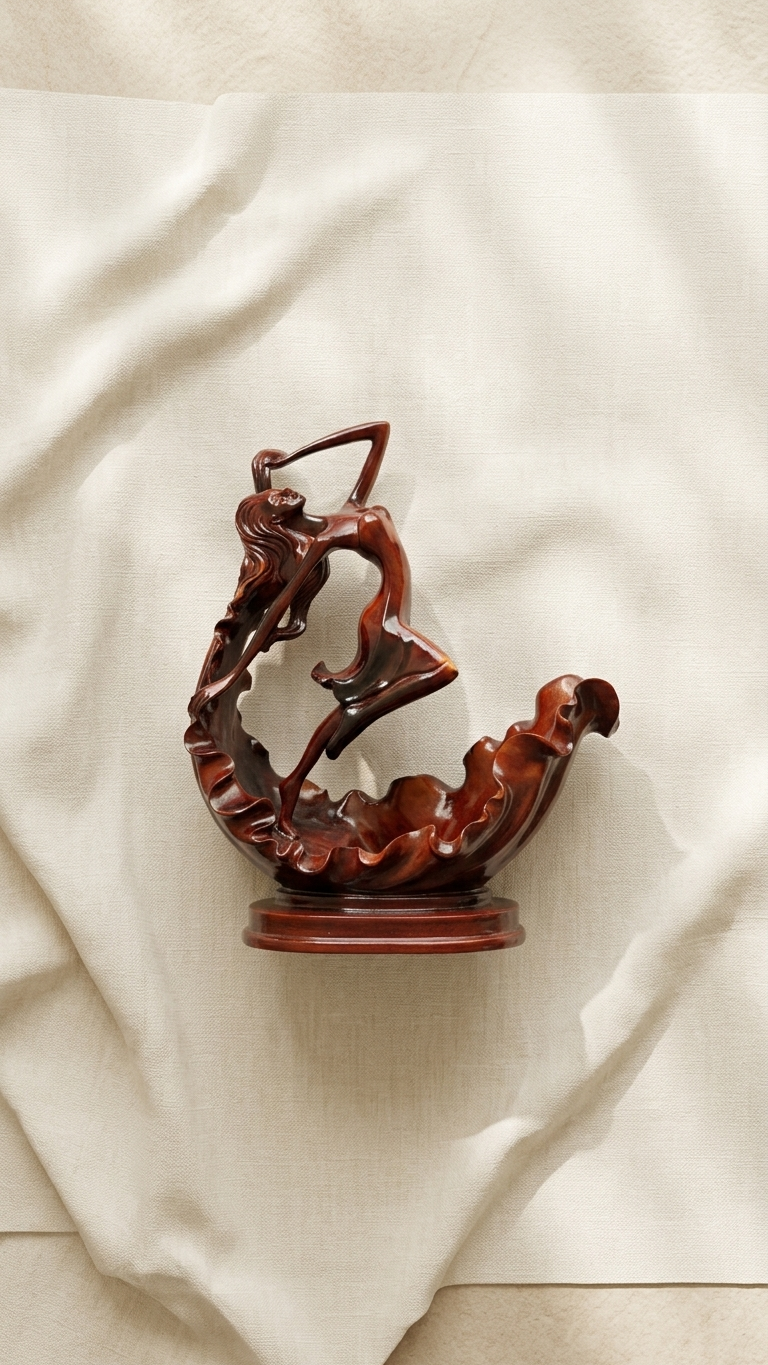 Handcrafted Resin Dancing Lady Showpiece in Wood Finish | Elegant Home Decor Sculpture