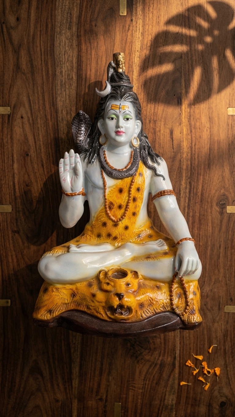 Handcrafted Lord Shiva Idol for Home Temple & Spiritual Decor – Made in India