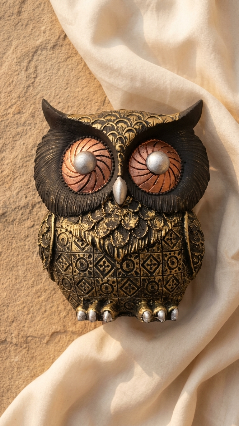 Handcrafted Vintage Owl Showpiece for Home Decor – Premium Decorative Owl Sculpture