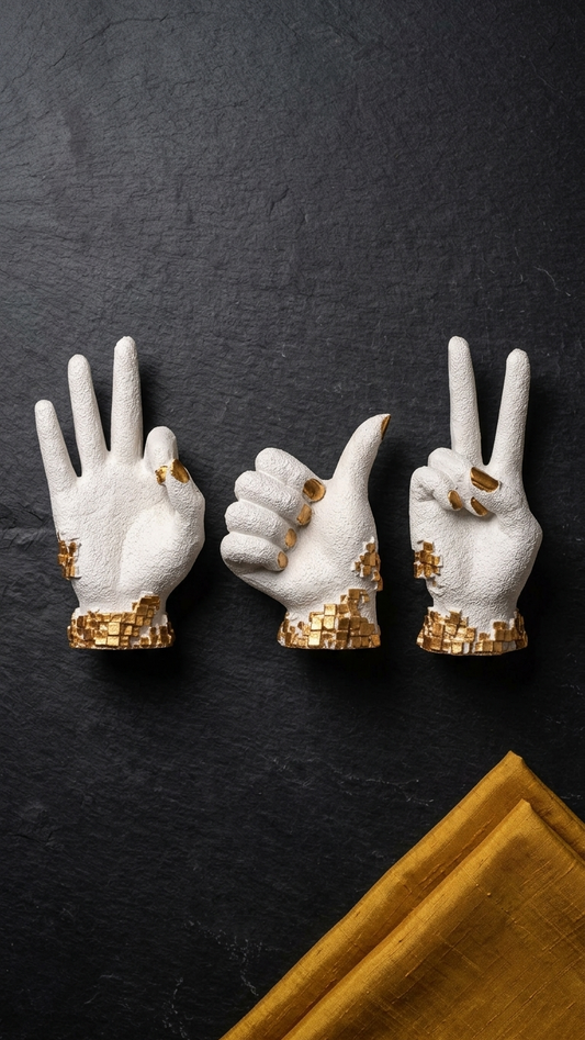 Handcrafted Abstract Hand Gesture Showpiece Set – Premium Modern Resin Sculpture for Home Decor