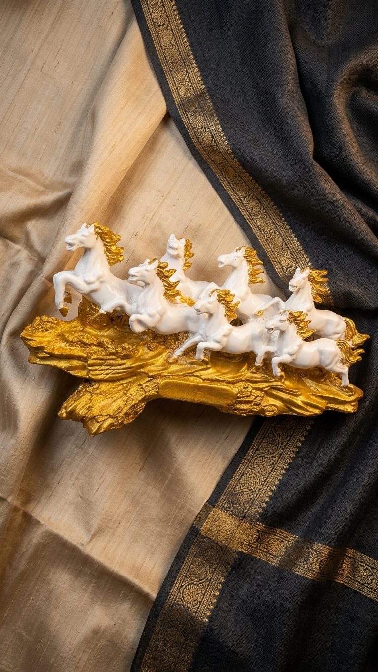 Handcrafted Seven Running Horses Showpiece Galloping Horses Sculpture