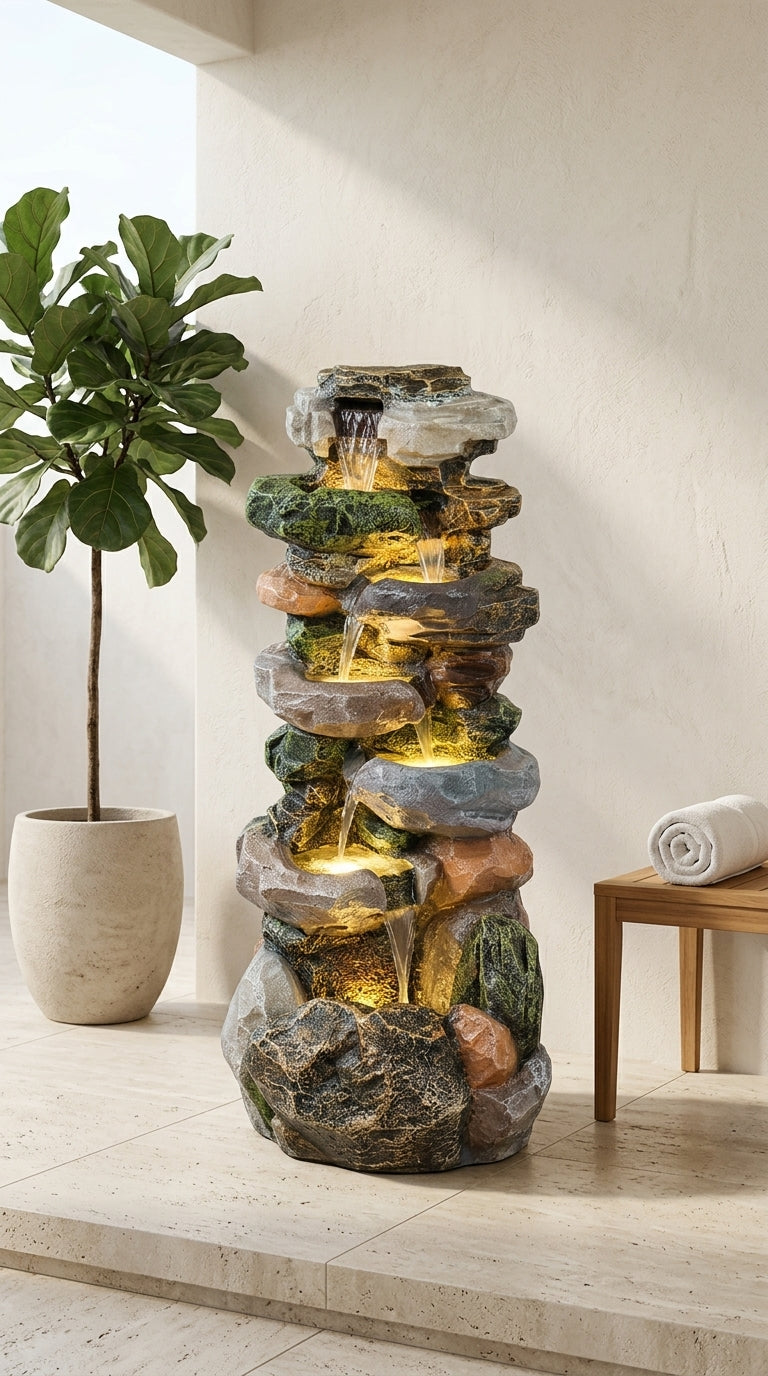  Indoor Rock Water Fountain with LED Lights