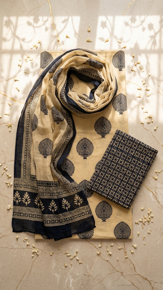 Women's Unstitched Cotton Blend Suit Set