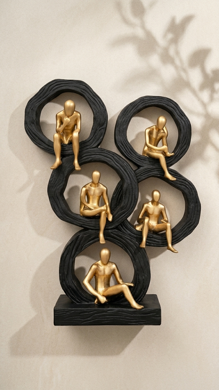 Abstract thinker sculpture set for home decor India–Black Frame Decor