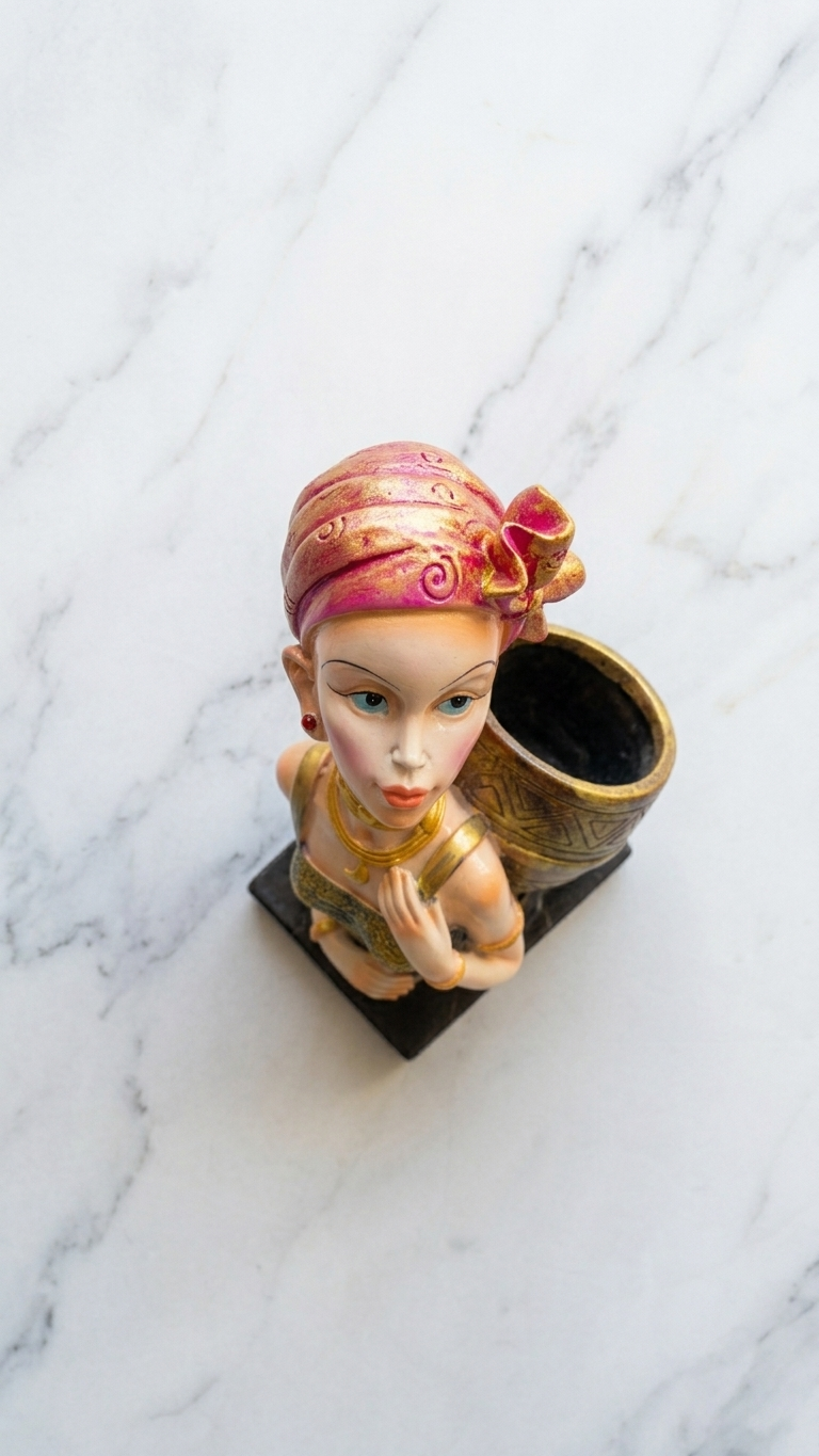 handcrafted lady planter showpiece