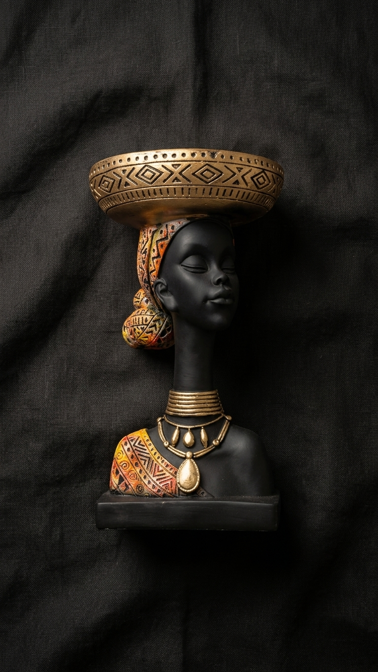 African Tribal Lady Decorative Showpiece Set | Luxury Vastu Home Decor Sculpture Pair