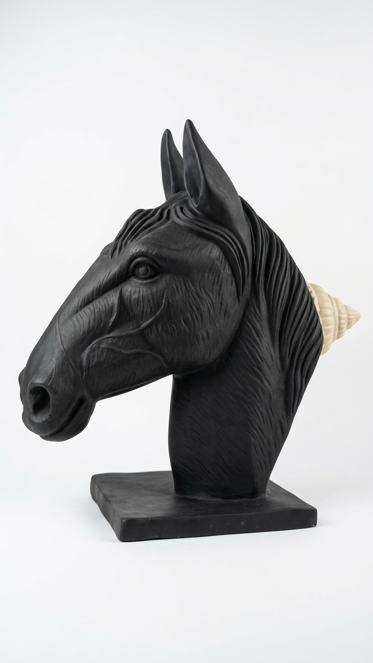 Royal Black Horse Head Showpiece – Premium Luxury Decor for Living Room, Office & Home Entrance