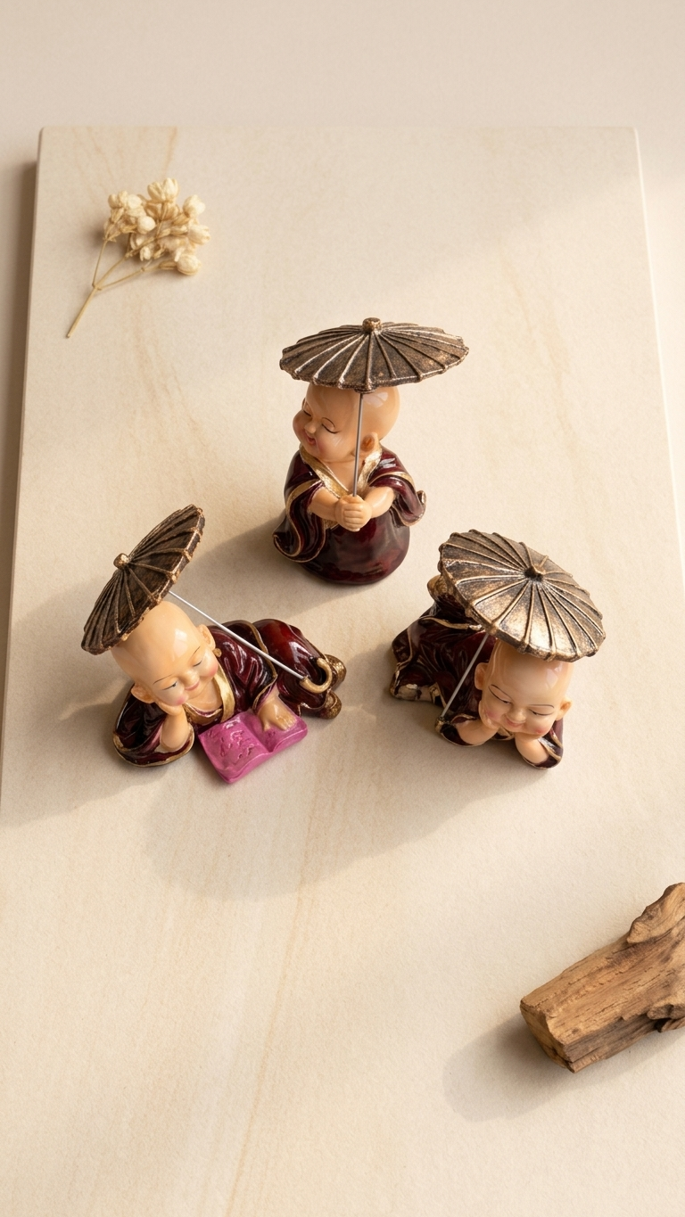 handcrafted monk showpiece set