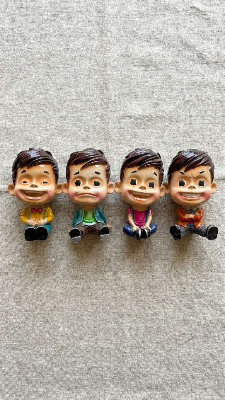 Handcrafted Set of 4 Cartoon Boy Showpieces – Cute Boy Figurines