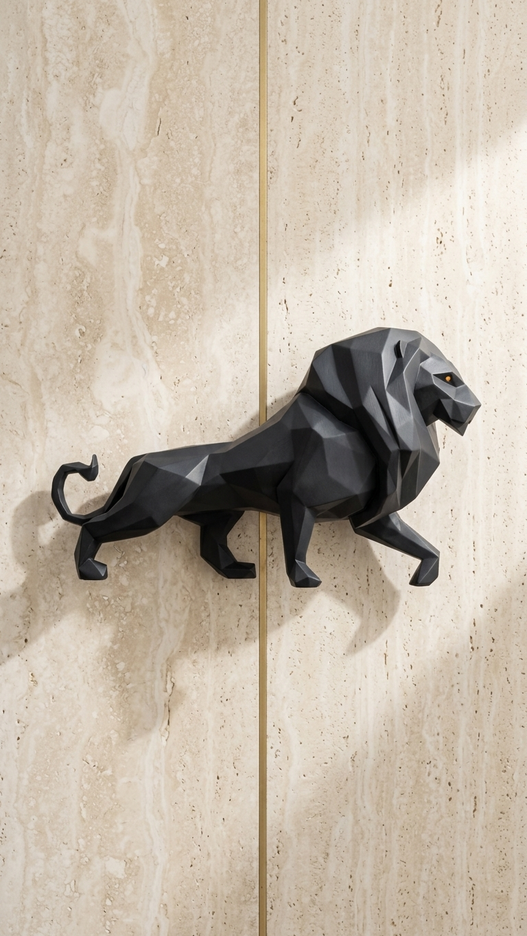 Matte black lion showpiece for home decor India – Modern Polygon Art Sculpture for Luxury Home & Office Decor India