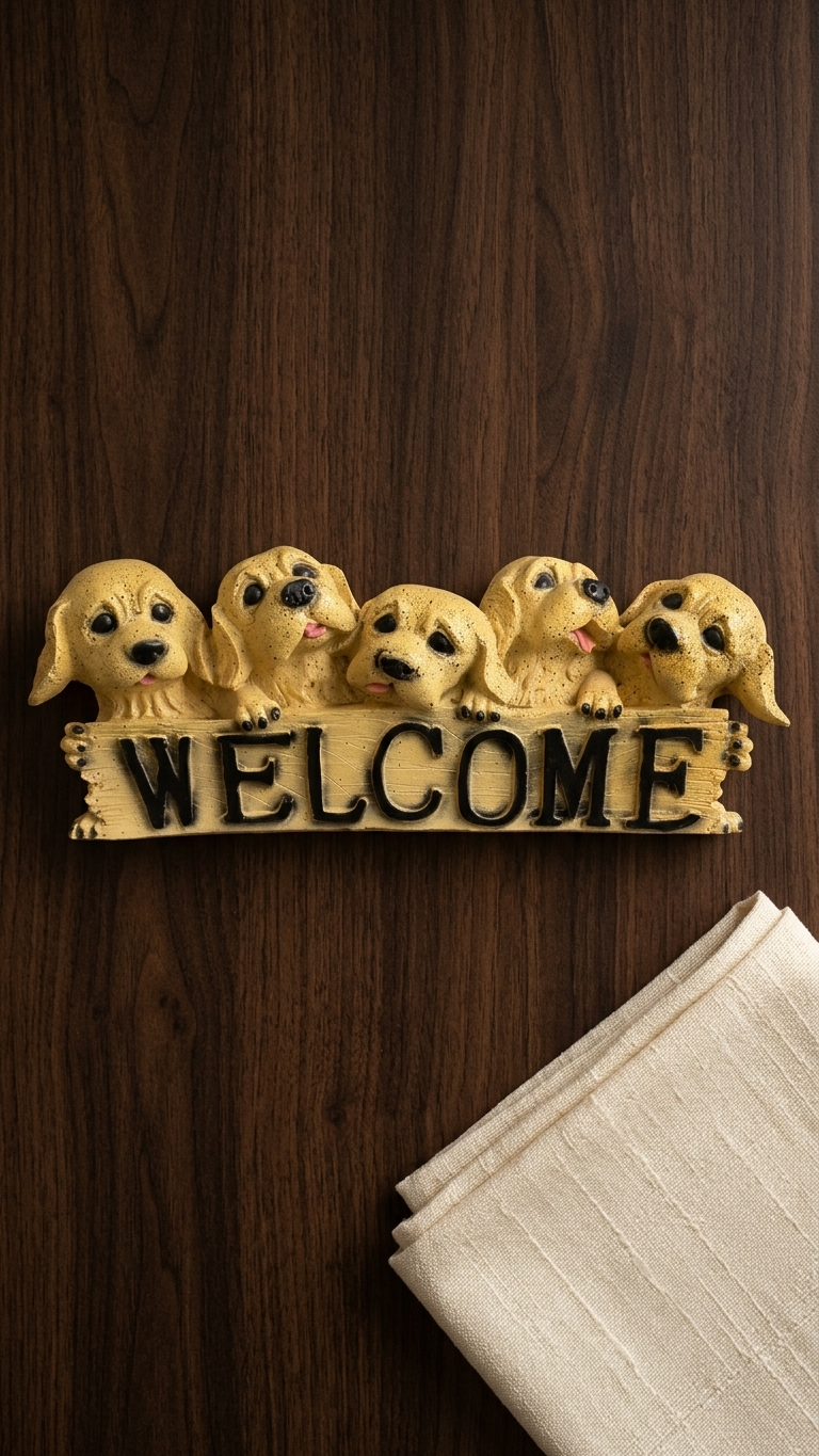 Handcrafted Five Puppy Welcome Showpiece for Home Entrance – Made in India