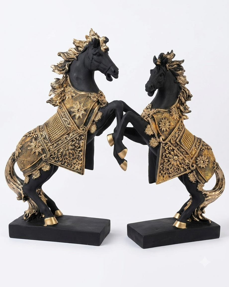 Black and Gold Horse Set of 2