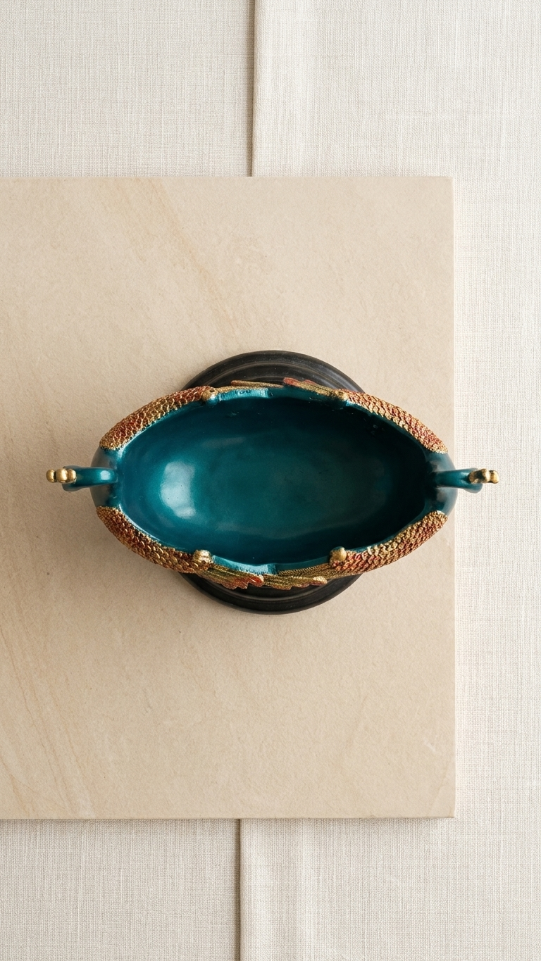 Teal Blue Handcrafted Peacock Decorative Bowl Showpiece – Premium Resin Centerpiece for Home Décor