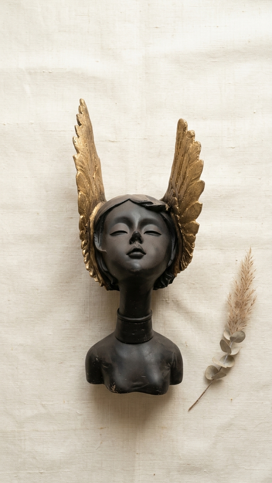 Handcrafted Black Angel Wings Lady