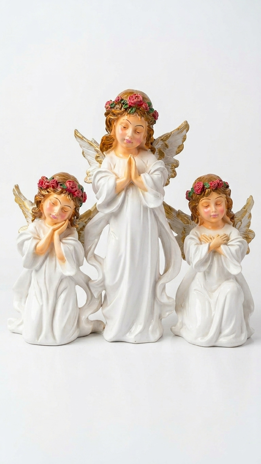 Divine Angel Showpiece Set of 3 – Peace, Blessings & Elegant Home Decor for Living Room