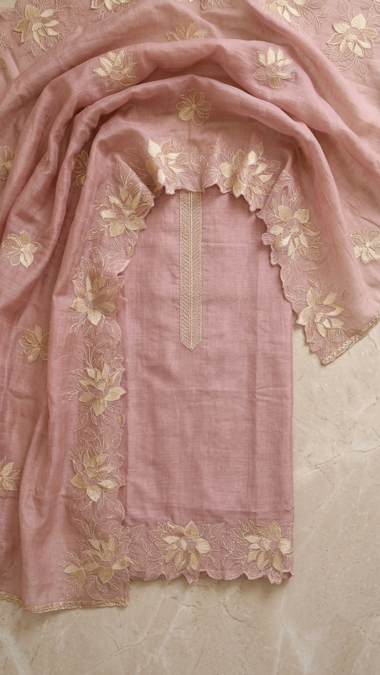 handcrafted floral embroidered kurta set