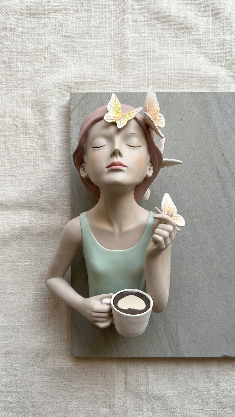 handcrafted girl coffee showpiece