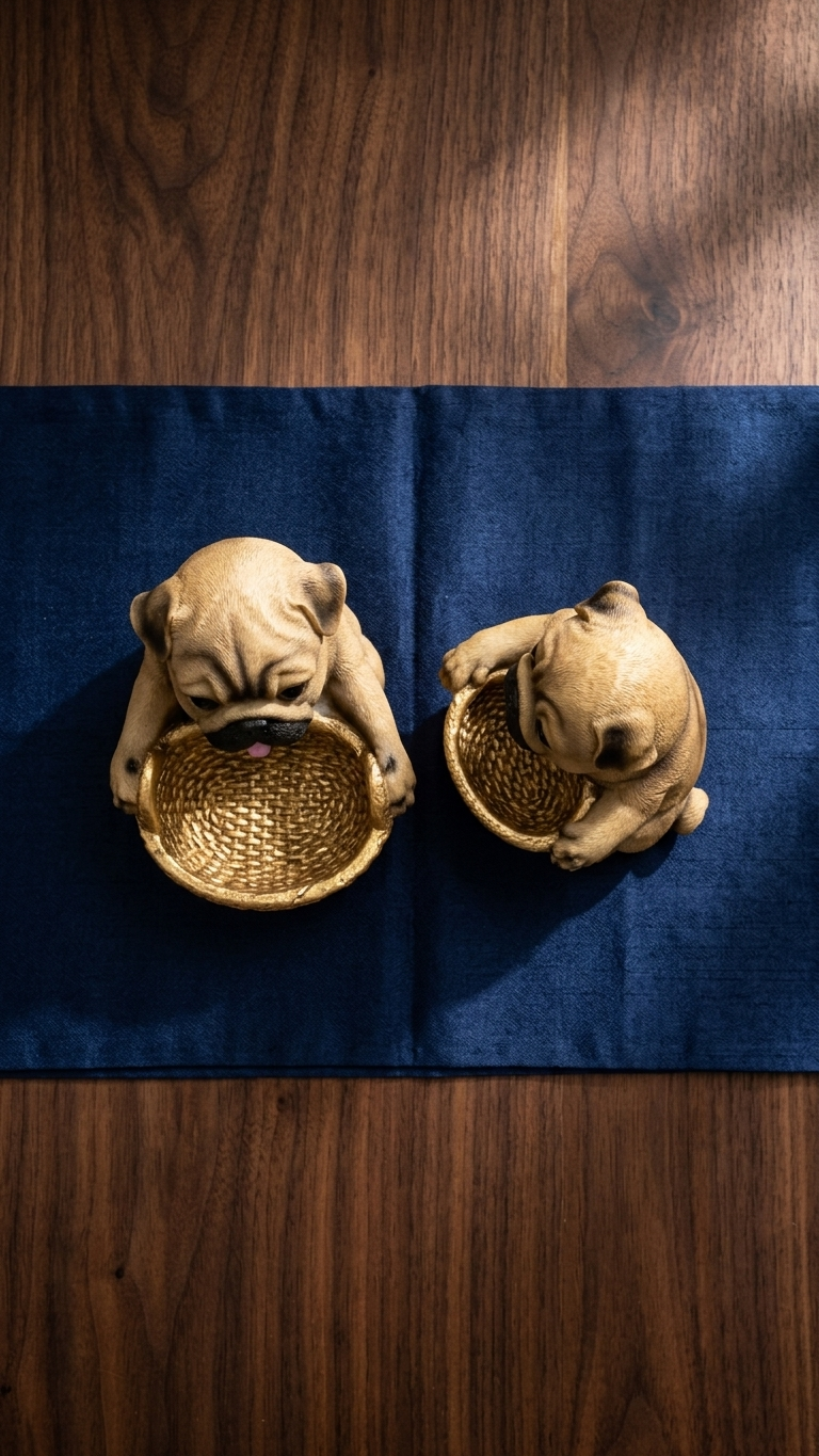 Pug dog showpiece with tray for home decor India – Decorative Animal Figurine Storage Tray for Home Table Decor