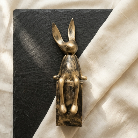 Handcrafted Gold Abstract Rabbit Sculpture