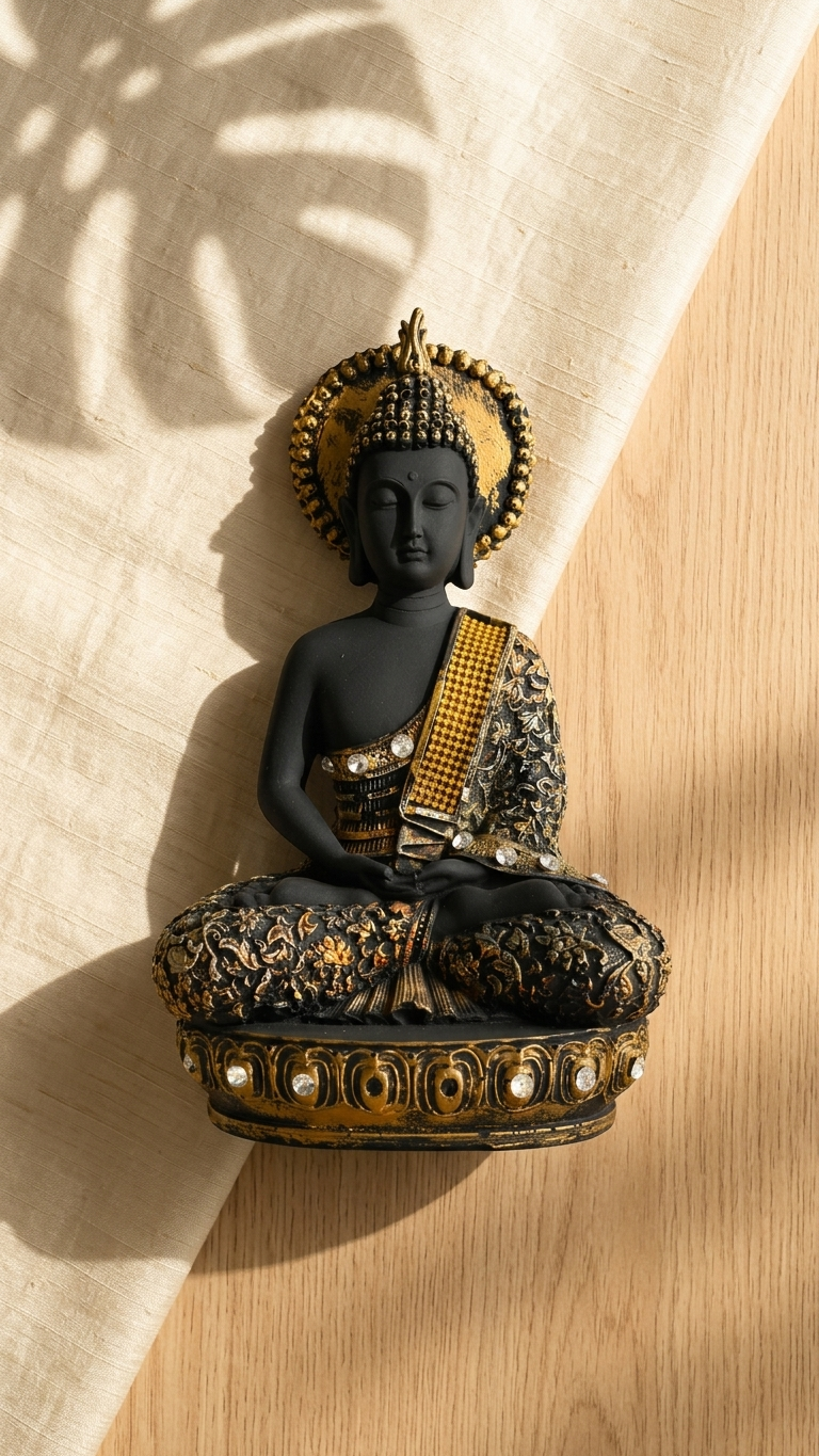 Handcrafted Black Gold Buddha Idol – for Home Decor & Gifting