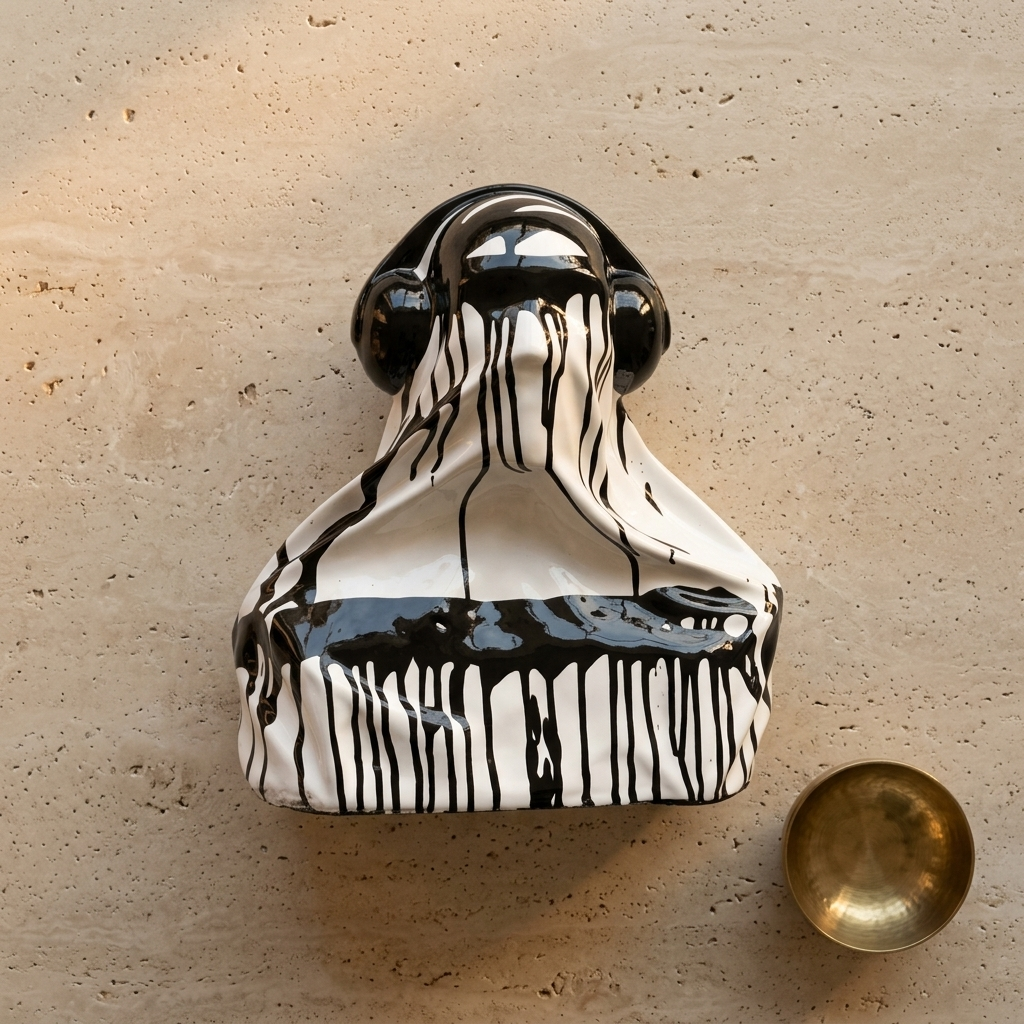 Black White Drip Dog Sculpture