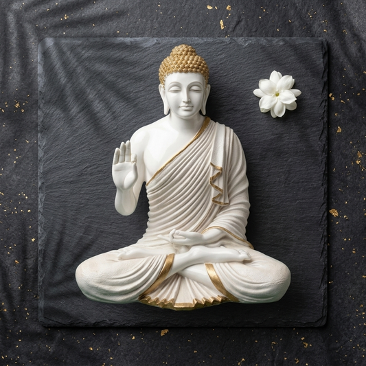 Handcrafted White Buddha Idol