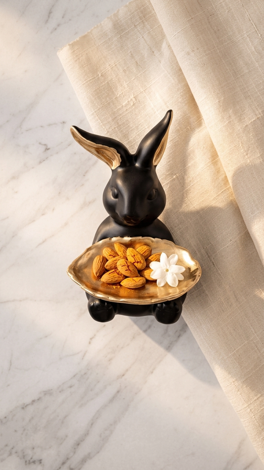 rabbit and bear tray holder figurine set India