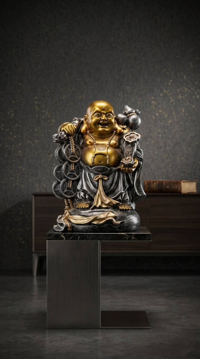Handcrafted Gold Laughing Buddha Statue