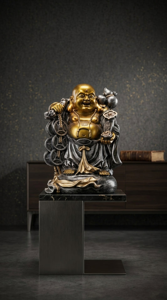 Handcrafted Gold Laughing Buddha Statue
