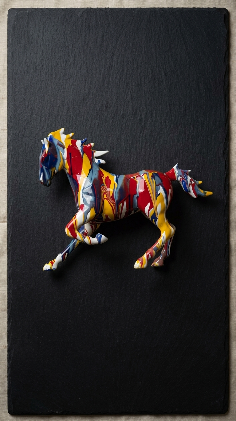 Handcrafted Colorful Horse Showpiece – Modern Artistic Horse Sculpture for Home Decor