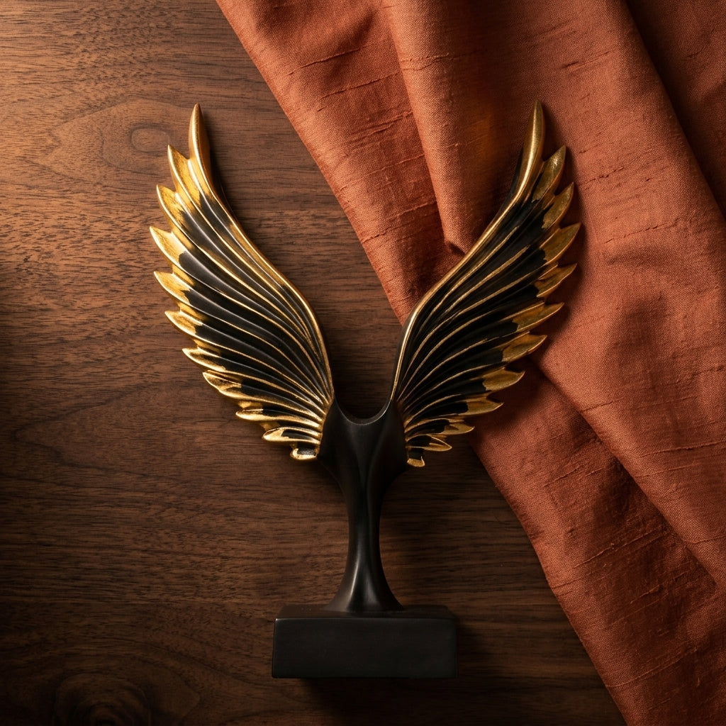 Black gold angel wings sculpture home decor India – Modern Abstract Tabletop Showpiece for Home & Office Decor India