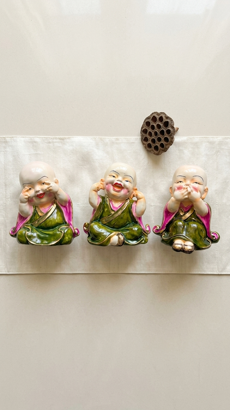 Three Wise Monk figurines 3 Pieces Set –See No Evil Hear No Evil Speak No Evil
