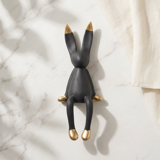 Black & Gold Handcrafted Sitting Rabbit