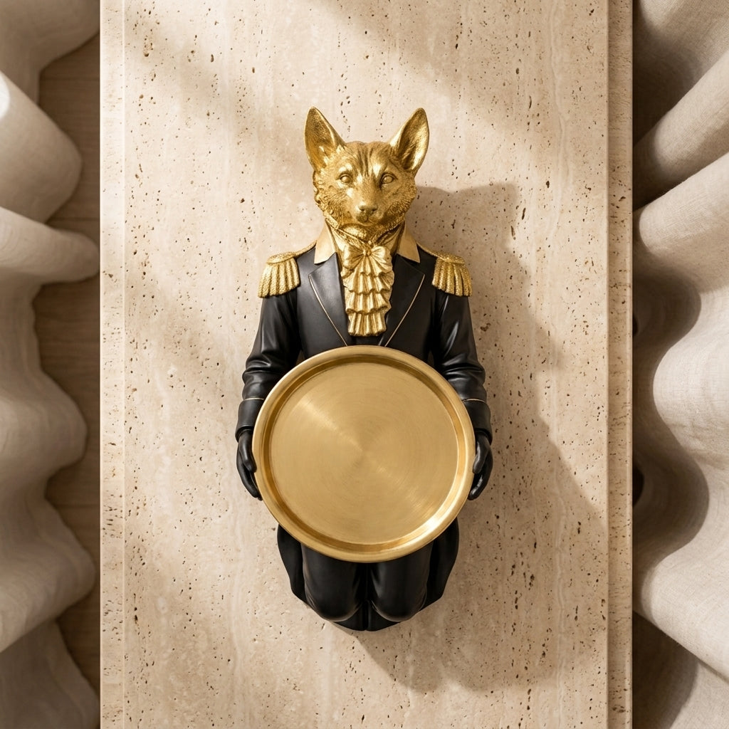 Fox butler tray holder showpiece for home decor India – Luxury Resin Showpiece for Living Room & Console Table