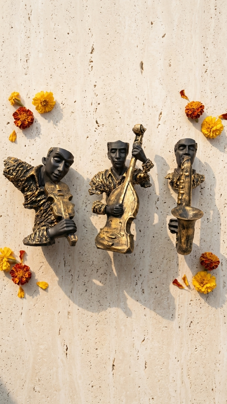Handcrafted Musician Sculpture Set – Premium Musical Trio Showpiece for Home Decor