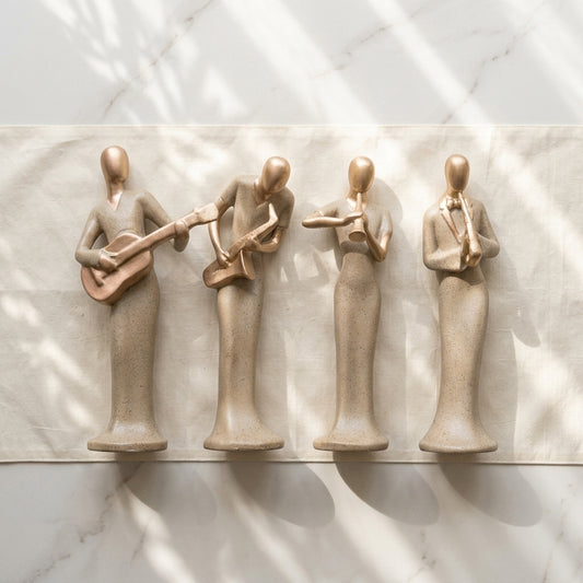 Handcrafted Musician Sculpture Set – Modern Art Showpiece for Home