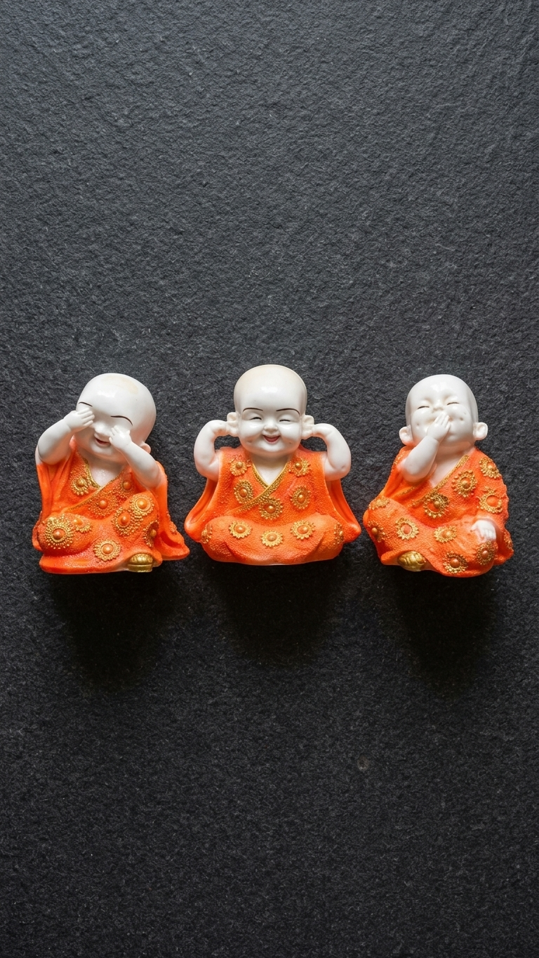 Handcrafted Three Wise Monk Showpiece Set – See No Evil, Hear No Evil, Speak No Evil Decorative Figurines