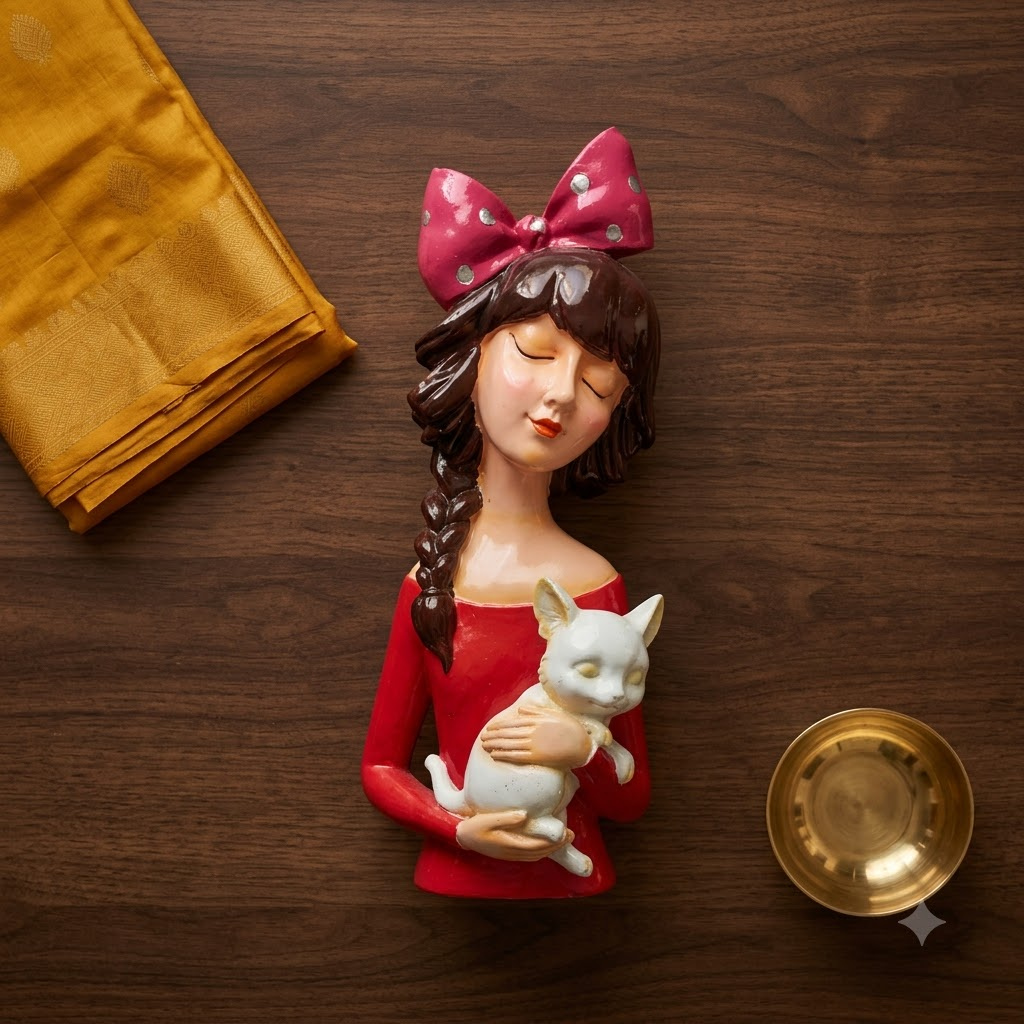 Girl with Cat Showpiece