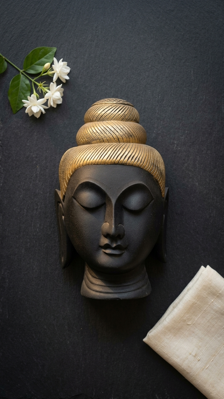 Handcrafted Buddha Head Sculpture – Premium Meditative Home Decor Showpiece